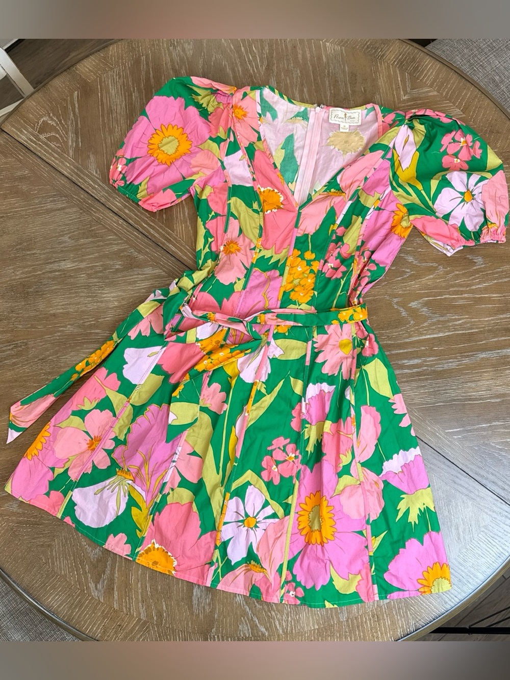 FLORA BEA NYC Floral Brynlee Dress Puff Sleeve Princess Seam